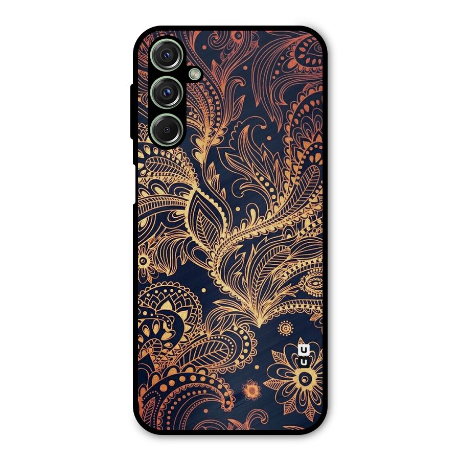 Classy Golden Leafy Design Metal Back Case for Galaxy M34
