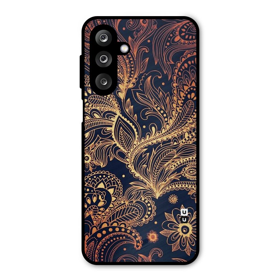 Classy Golden Leafy Design Metal Back Case for Galaxy M36