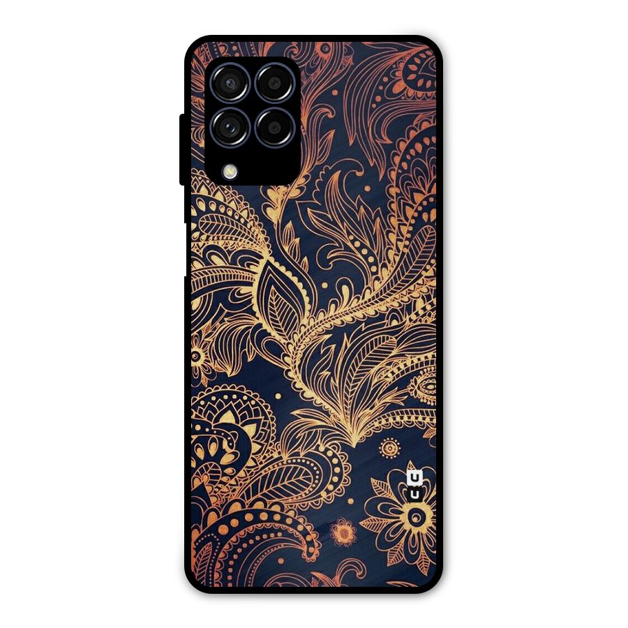 Classy Golden Leafy Design Metal Back Case for Galaxy M53 5G