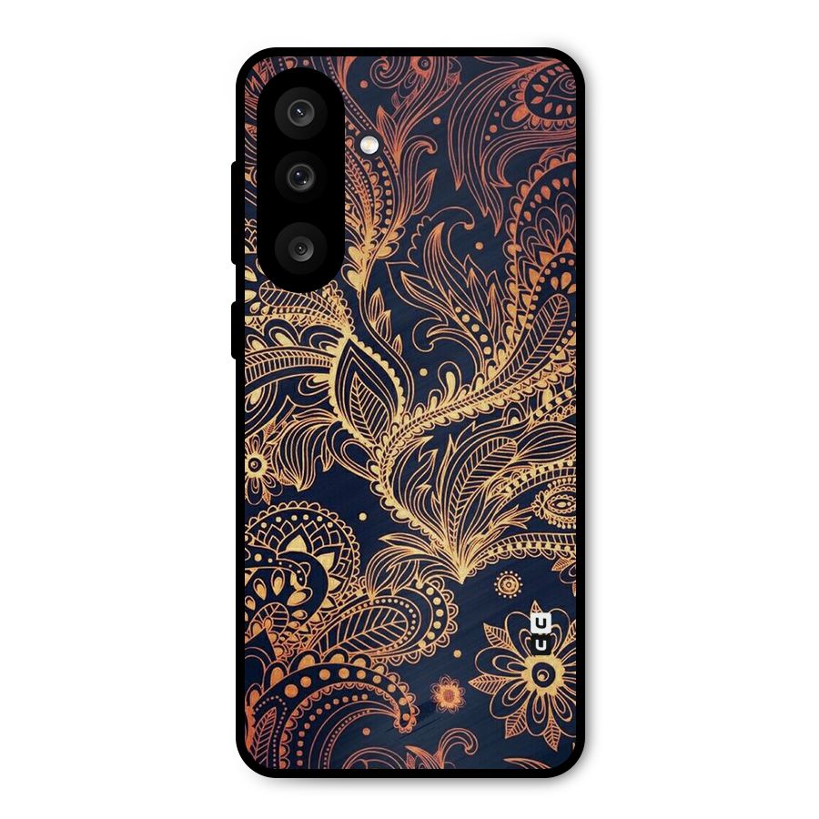 Classy Golden Leafy Design Metal Back Case for Galaxy M56