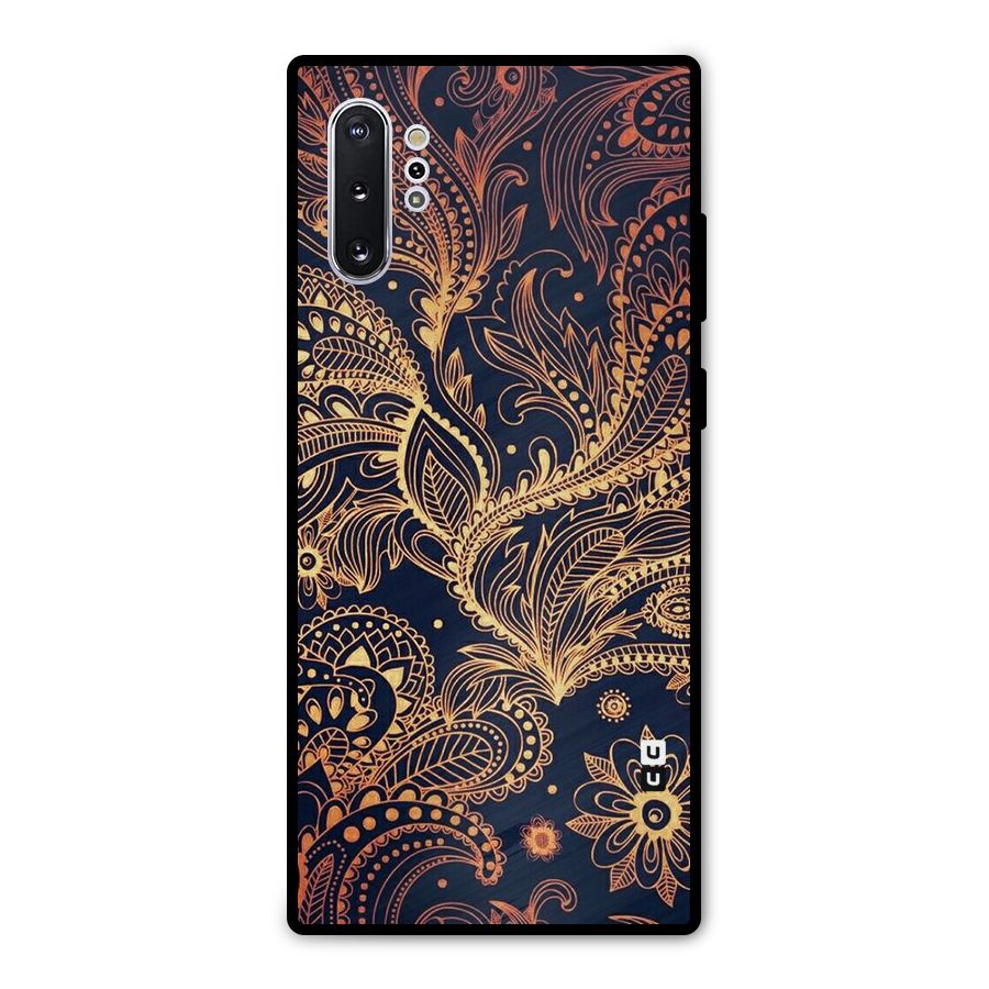 Classy Golden Leafy Design Metal Back Case for Galaxy Note 10 Plus