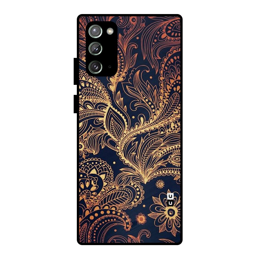 Classy Golden Leafy Design Metal Back Case for Galaxy Note 20