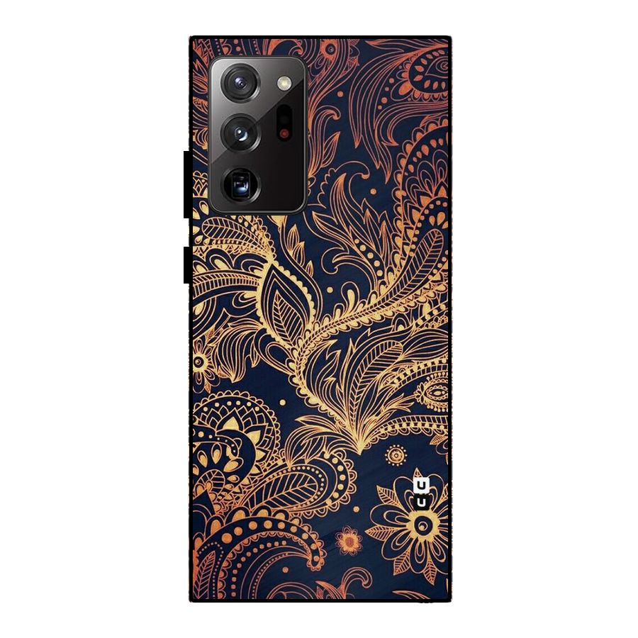 Classy Golden Leafy Design Metal Back Case for Galaxy Note 20 Ultra