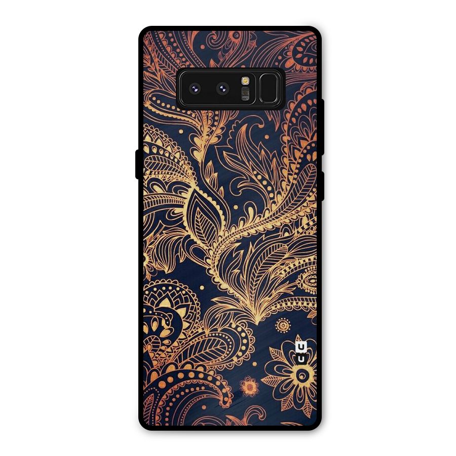 Classy Golden Leafy Design Metal Back Case for Galaxy Note 8