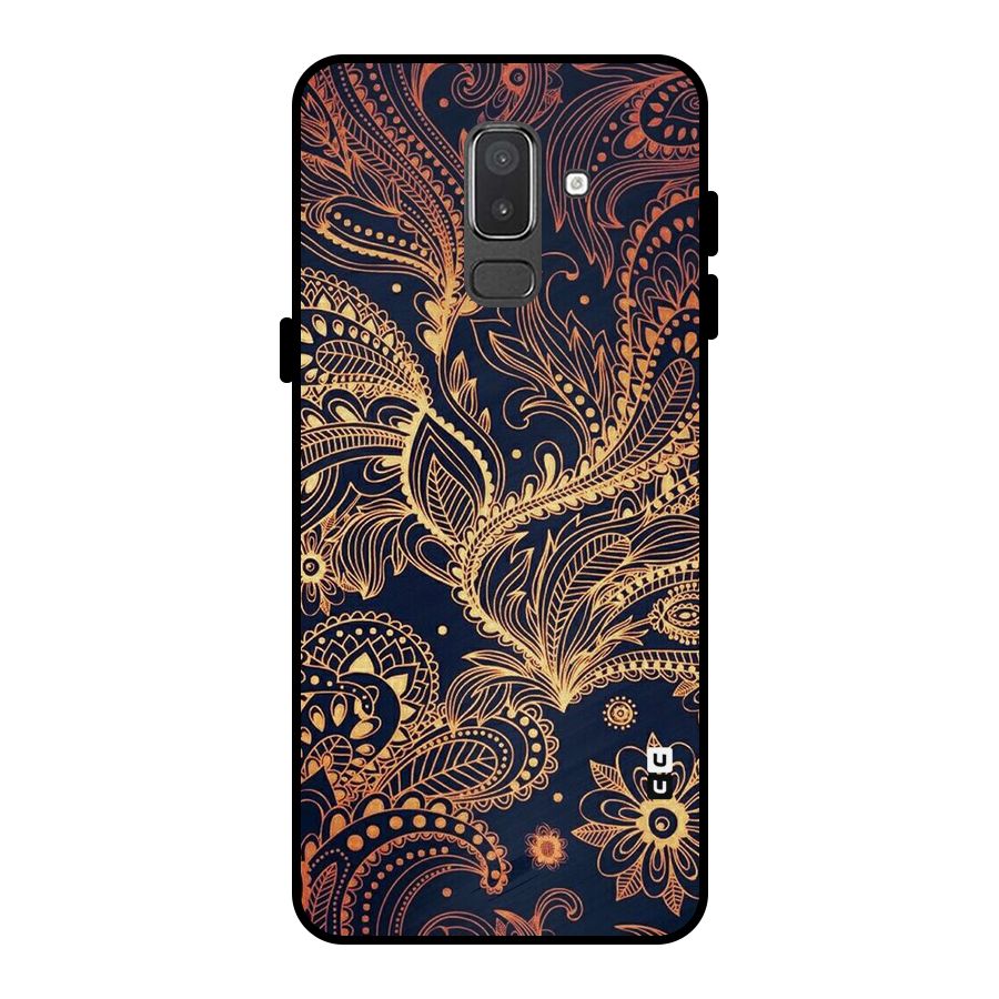 Classy Golden Leafy Design Metal Back Case for Galaxy On8 (2018)