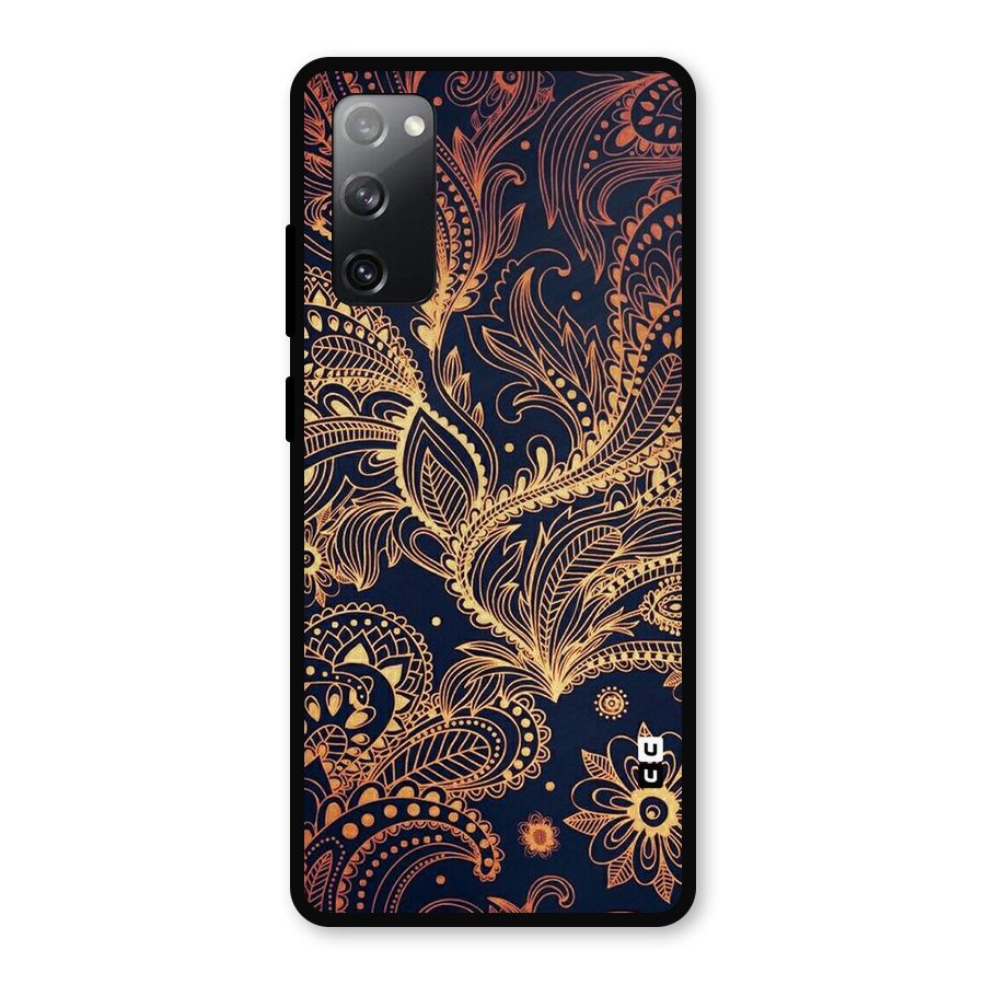 Classy Golden Leafy Design Metal Back Case for Galaxy S20 FE