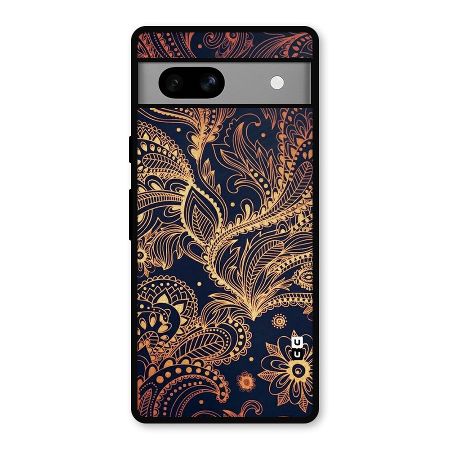 Classy Golden Leafy Design Metal Back Case for Google Pixel 7a