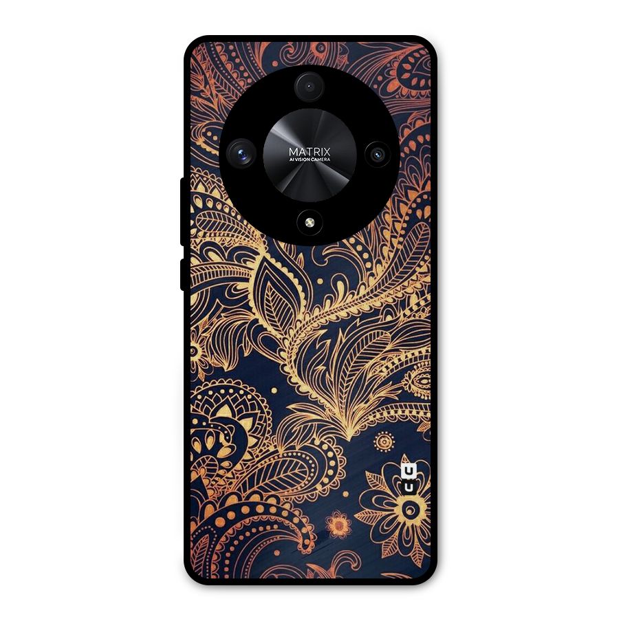 Classy Golden Leafy Design Metal Back Case for Honor X9b