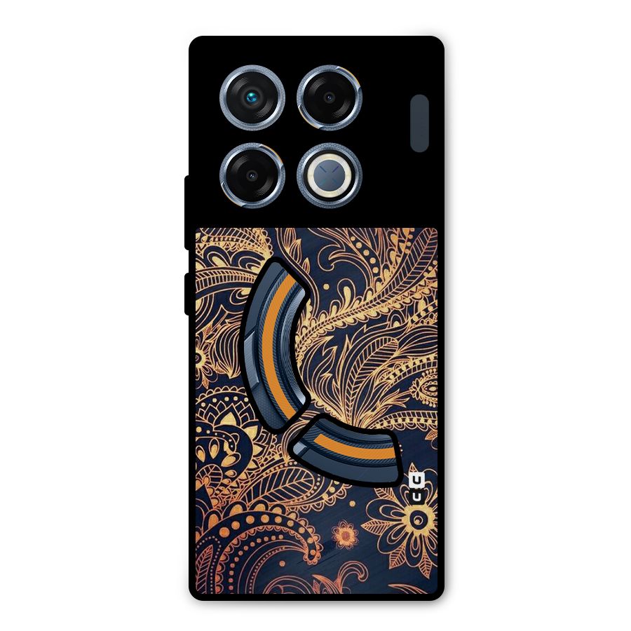 Classy Golden Leafy Design Metal Back Case for Infinix GT 20 Pro