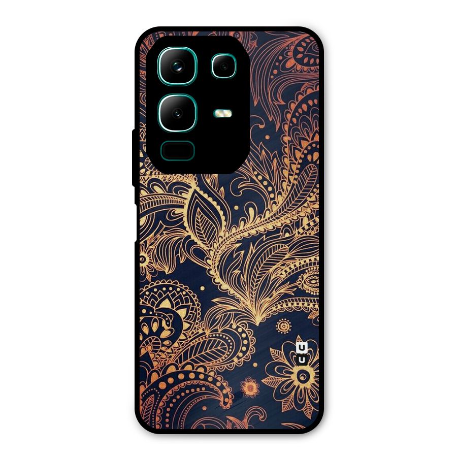 Classy Golden Leafy Design Metal Back Case for Infinix Note 50x
