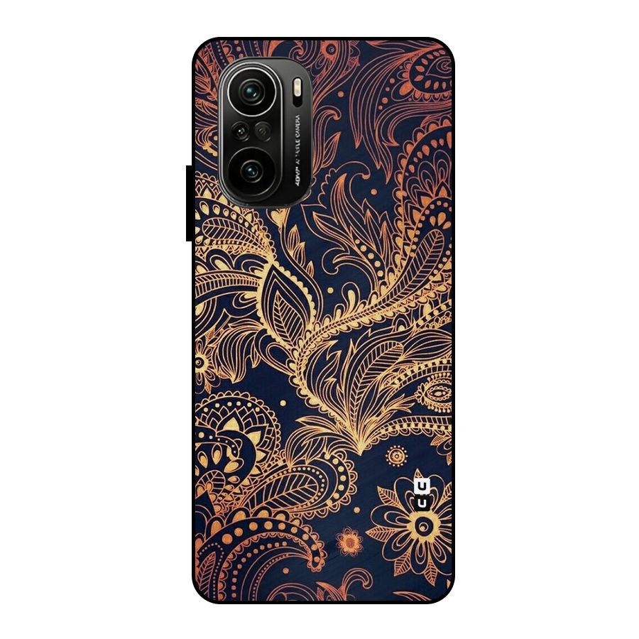 Classy Golden Leafy Design Metal Back Case for Mi 11x