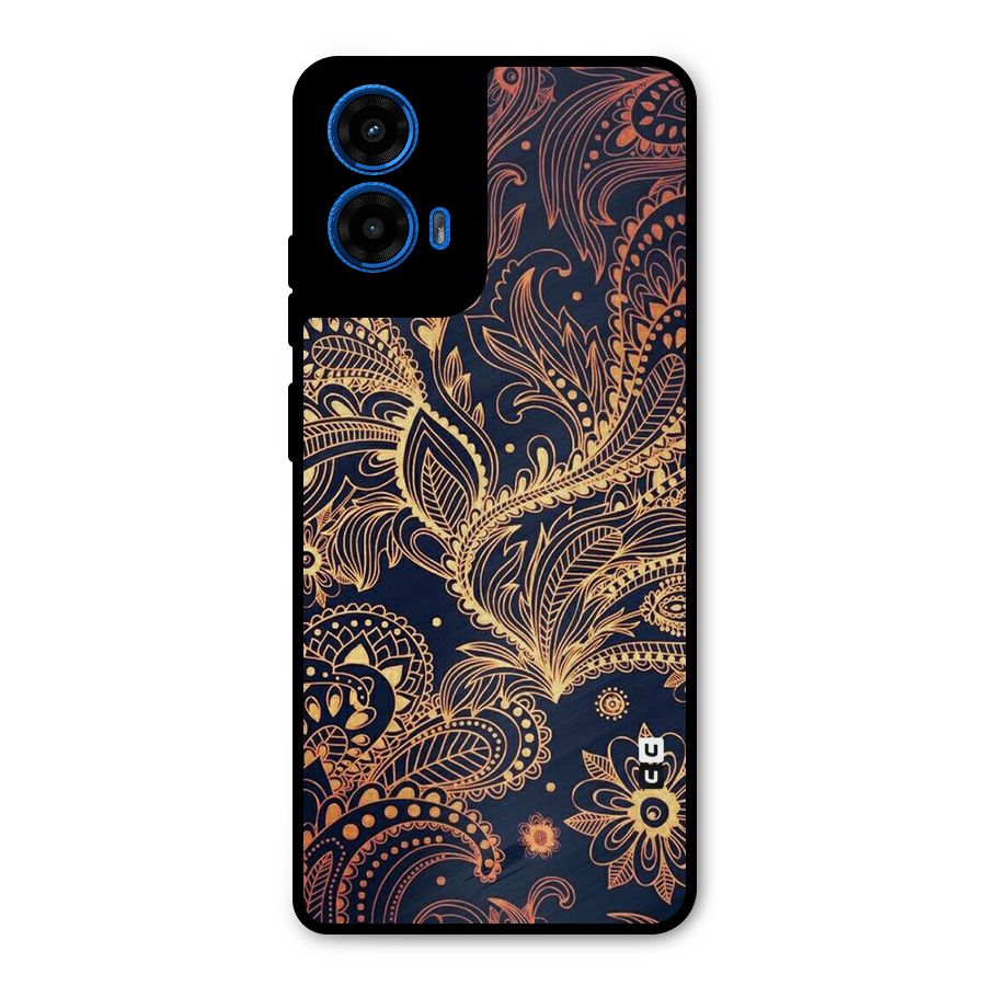 Classy Golden Leafy Design Metal Back Case for Moto G45