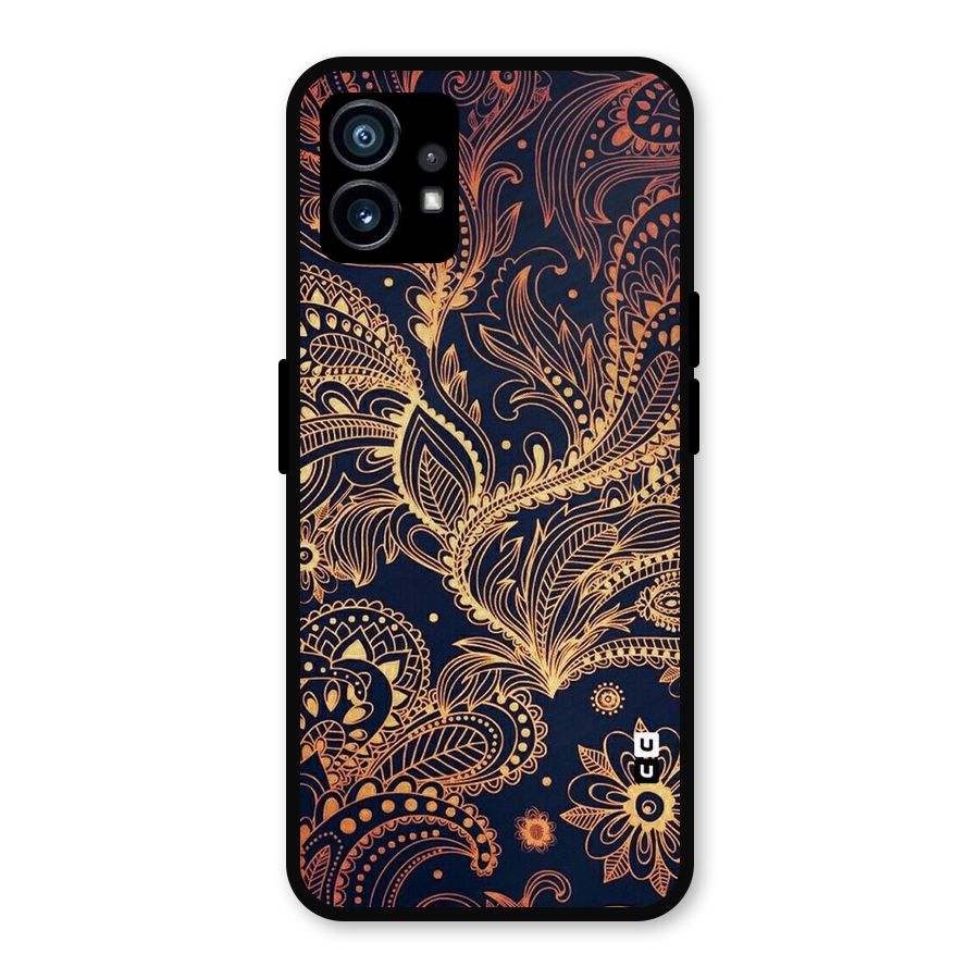 Classy Golden Leafy Design Metal Back Case for Nothing Phone 1
