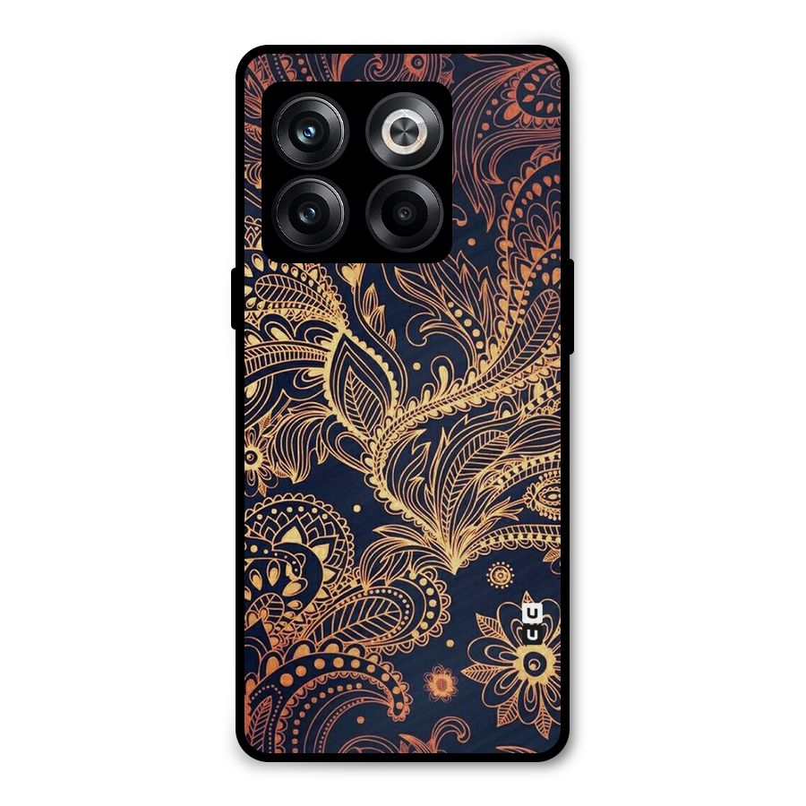 Classy Golden Leafy Design Metal Back Case for OnePlus 10T