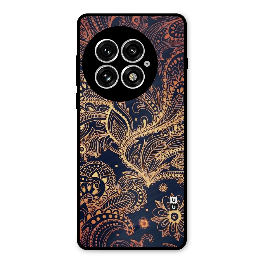 Classy Golden Leafy Design Metal Back Case for OnePlus 13