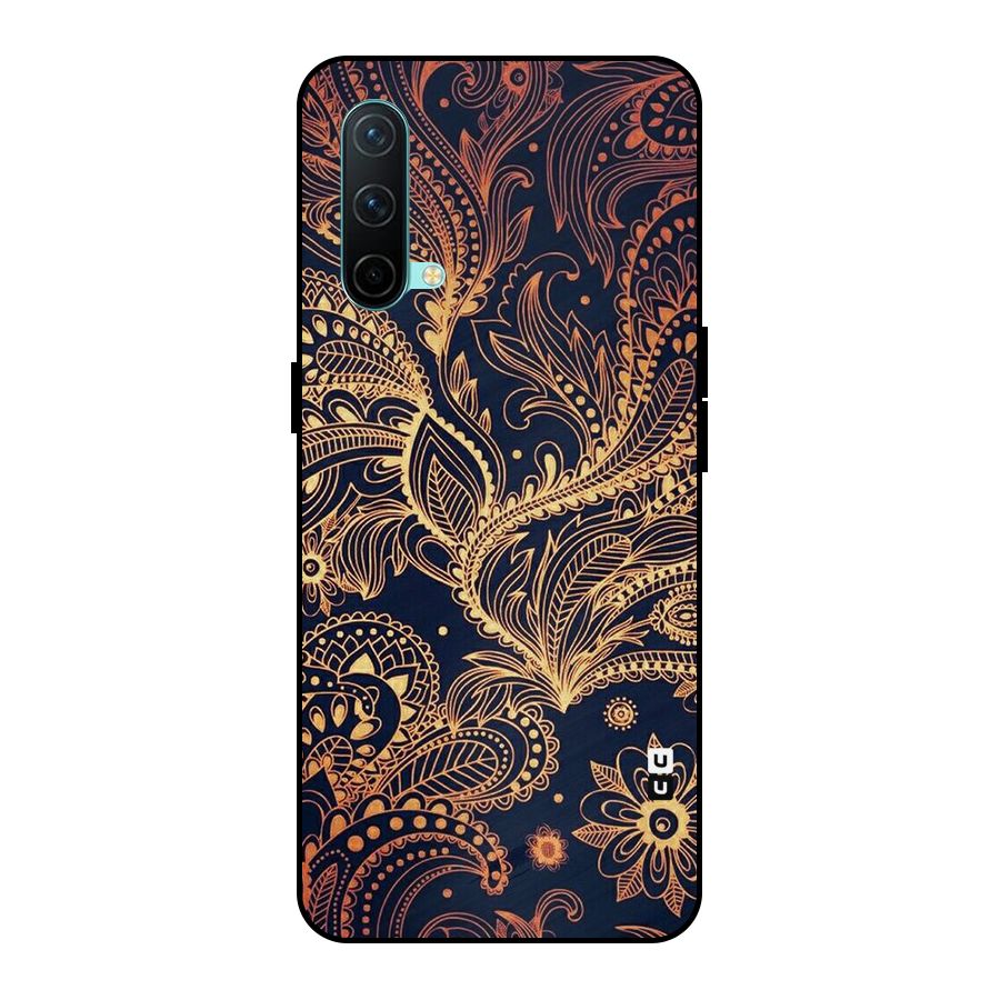 Classy Golden Leafy Design Metal Back Case for OnePlus Nord CE 5G