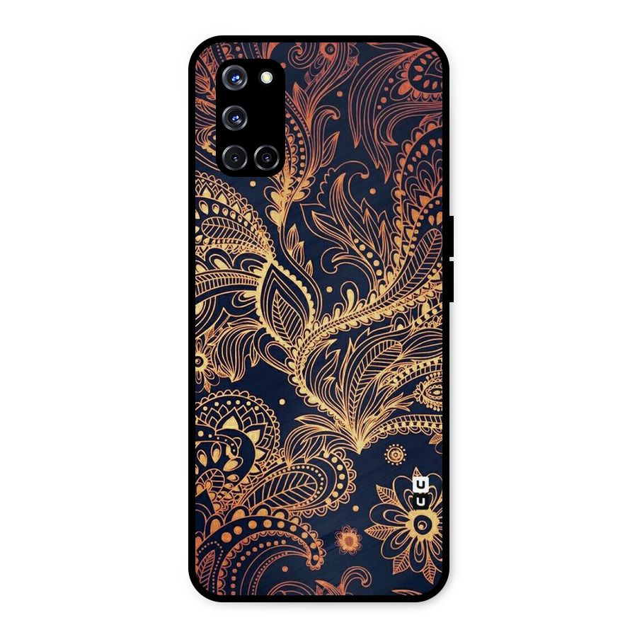 Classy Golden Leafy Design Metal Back Case for Oppo A52