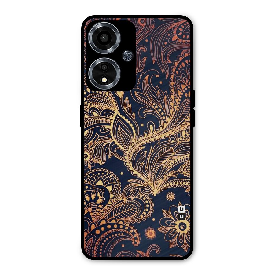 Classy Golden Leafy Design Metal Back Case for Oppo A59