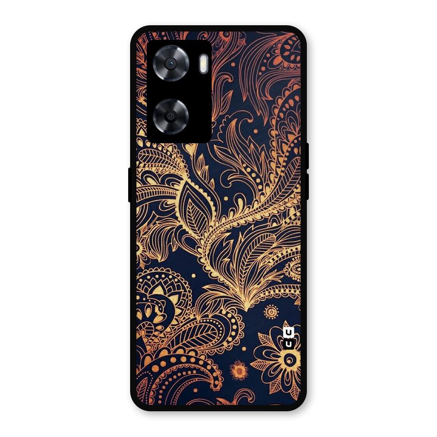 Classy Golden Leafy Design Metal Back Case for Oppo A77