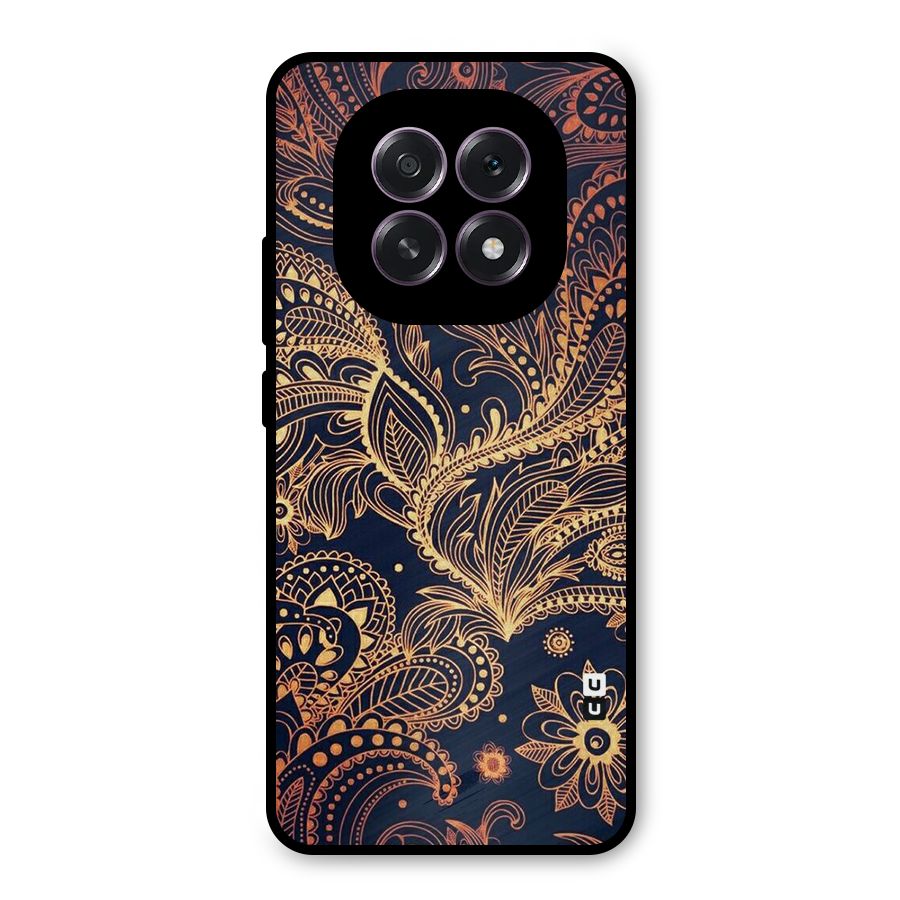 Classy Golden Leafy Design Metal Back Case for Oppo F29