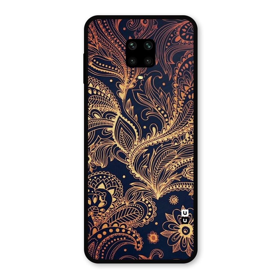 Classy Golden Leafy Design Metal Back Case for Poco M2 Pro