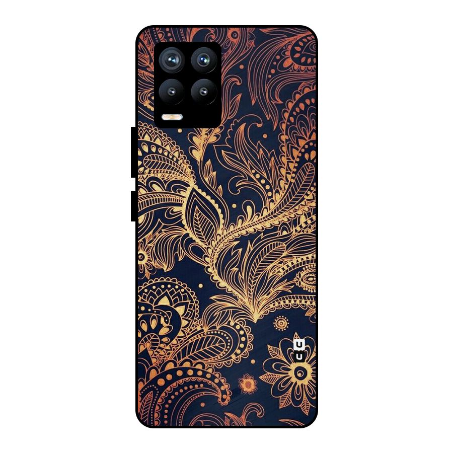 Classy Golden Leafy Design Metal Back Case for Realme 8 Pro