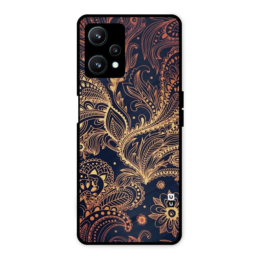 Classy Golden Leafy Design Metal Back Case for Realme 9 Pro 5G