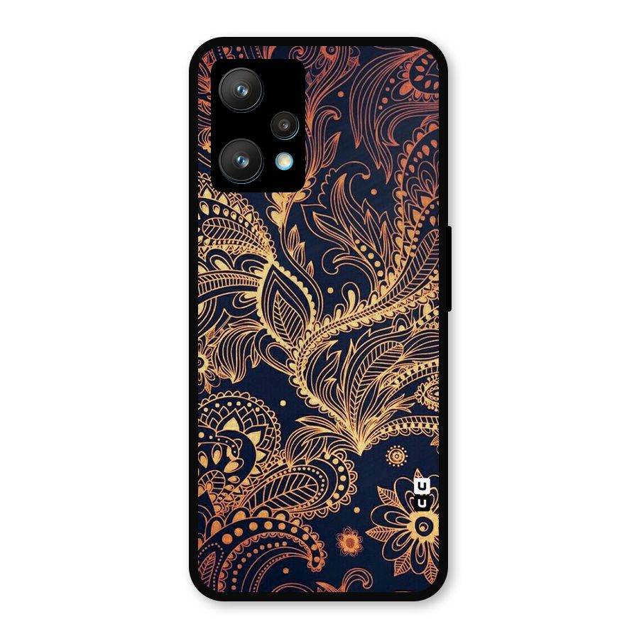 Classy Golden Leafy Design Metal Back Case for Realme 9 Pro Plus 5G