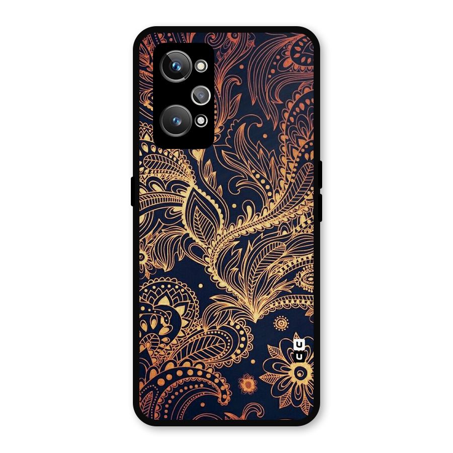 Classy Golden Leafy Design Metal Back Case for Realme GT 2