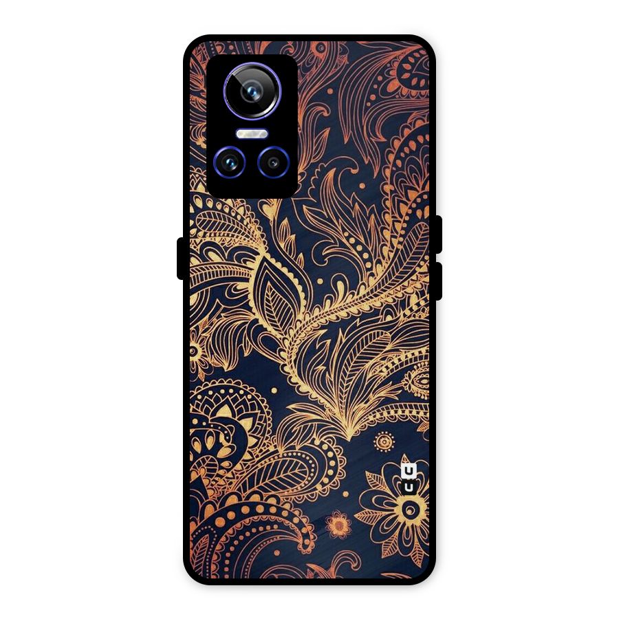 Classy Golden Leafy Design Metal Back Case for Realme GT Neo 3