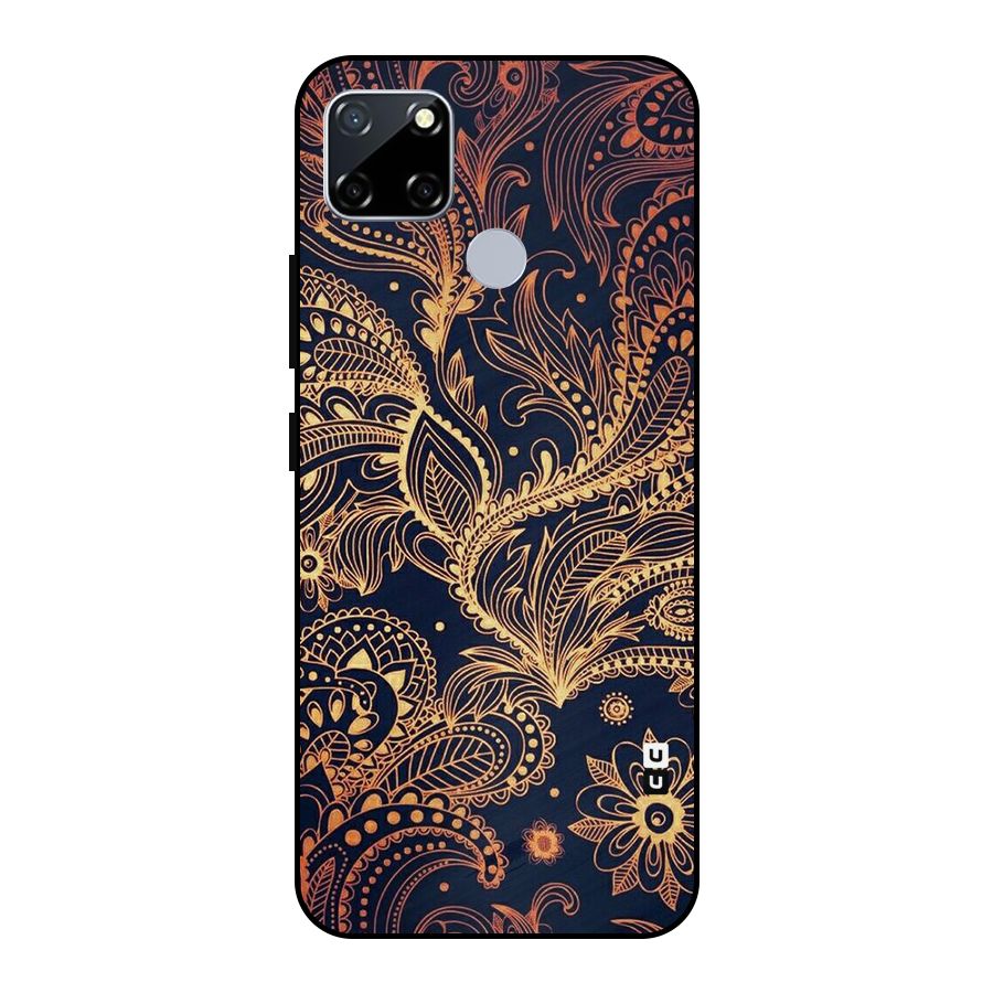 Classy Golden Leafy Design Metal Back Case for Realme Narzo 20