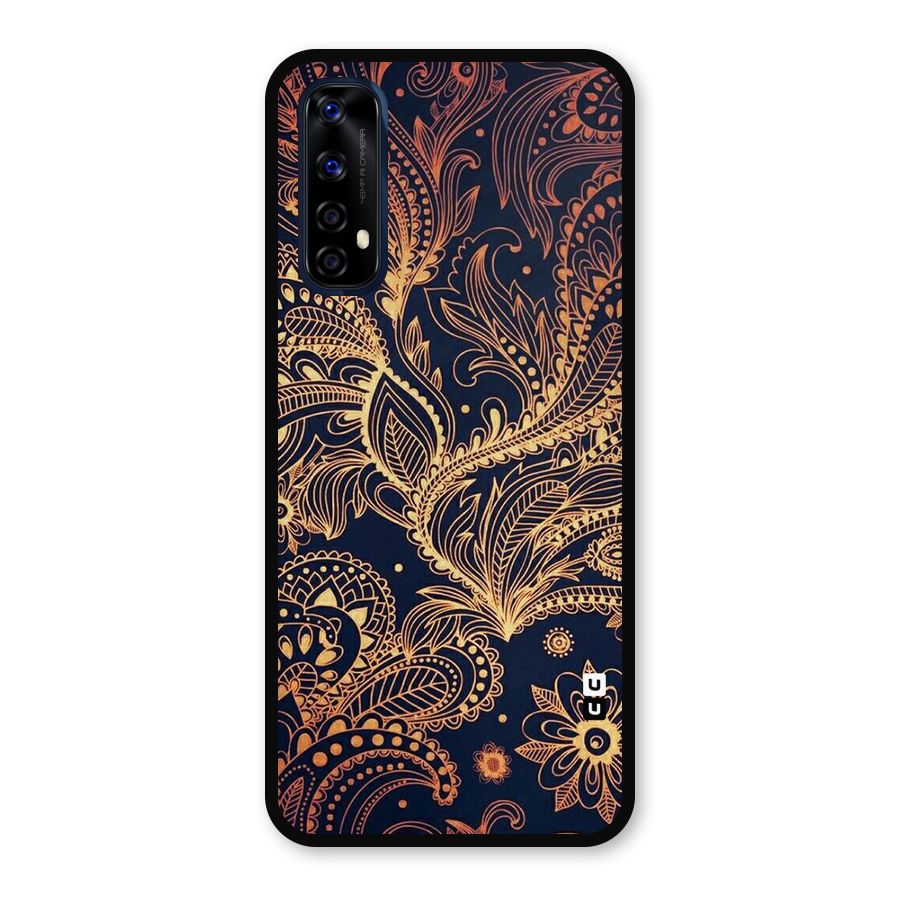 Classy Golden Leafy Design Metal Back Case for Realme Narzo 20 Pro