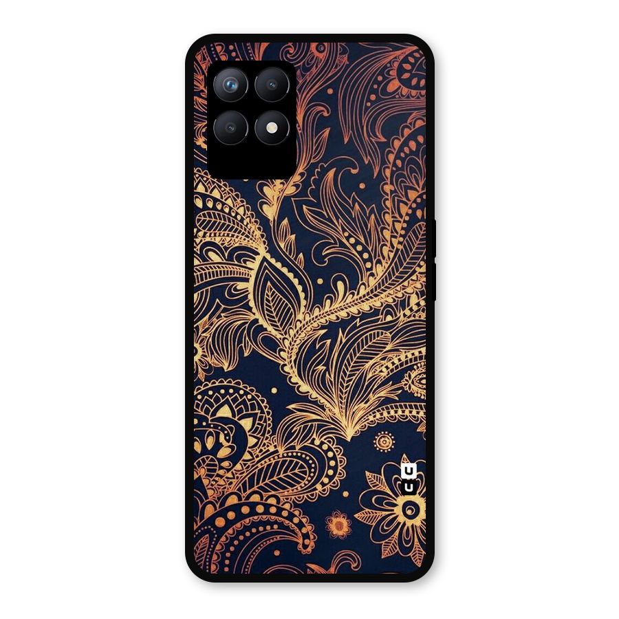 Classy Golden Leafy Design Metal Back Case for Realme Narzo 50
