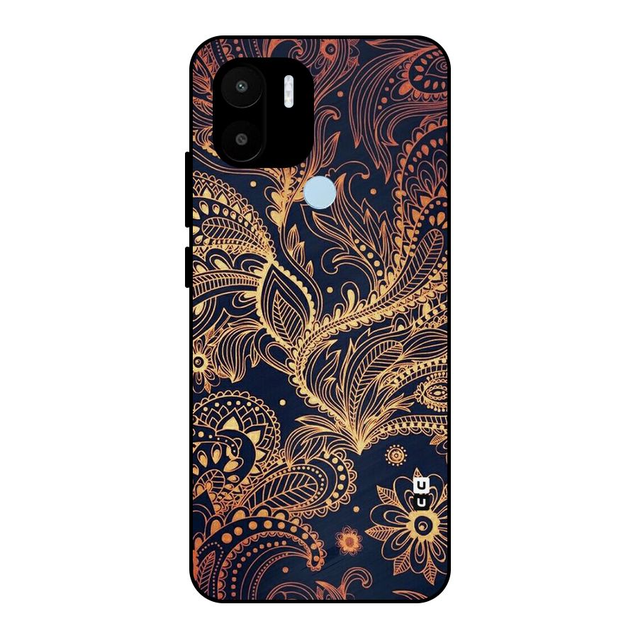 Classy Golden Leafy Design Metal Back Case for Redmi A1+
