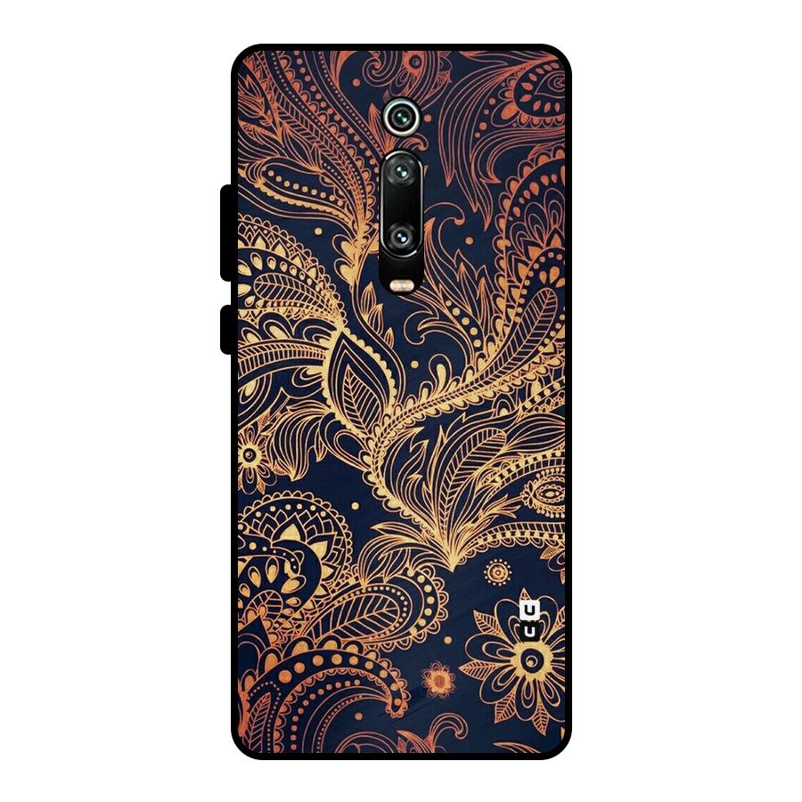 Classy Golden Leafy Design Metal Back Case for Redmi K20