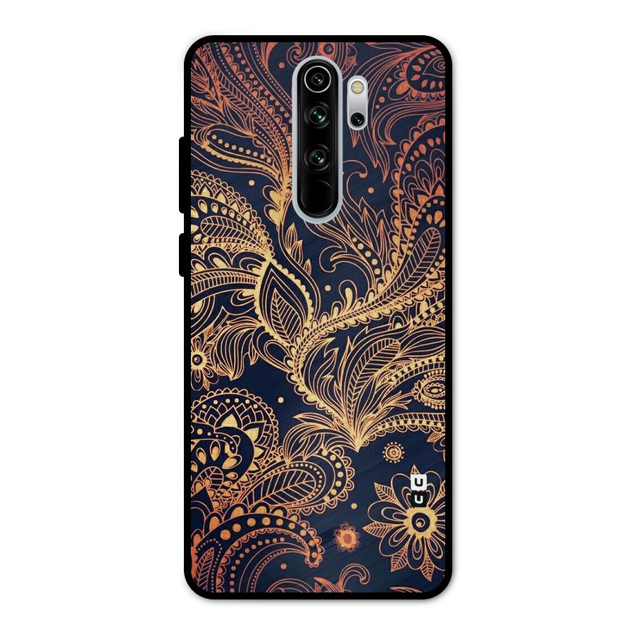 Classy Golden Leafy Design Metal Back Case for Redmi Note 8 Pro