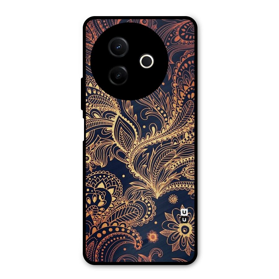 Classy Golden Leafy Design Metal Back Case for Vivo Y39