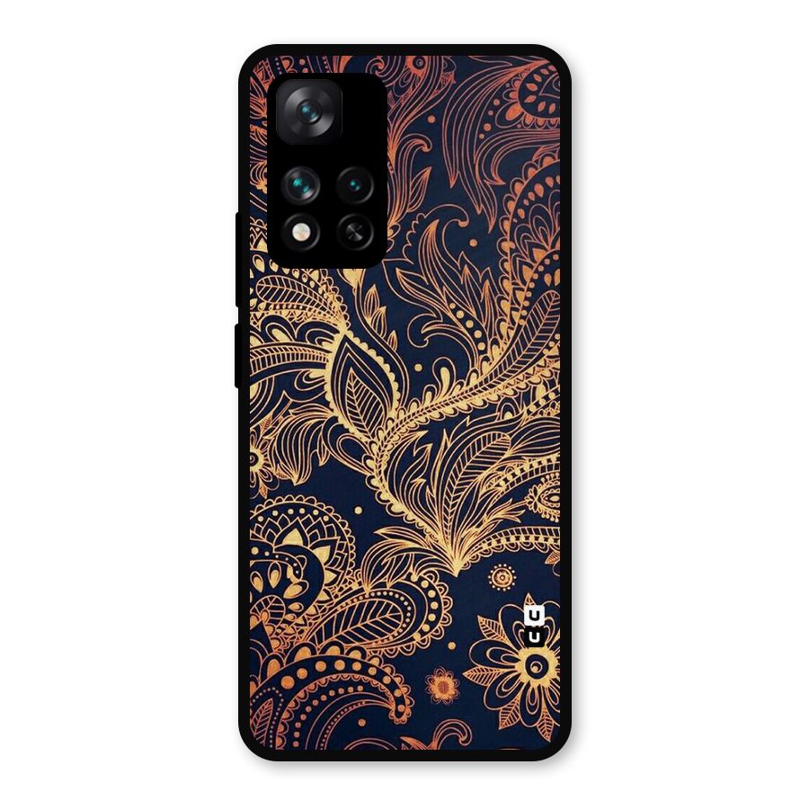 Classy Golden Leafy Design Metal Back Case for Xiaomi 11i 5G