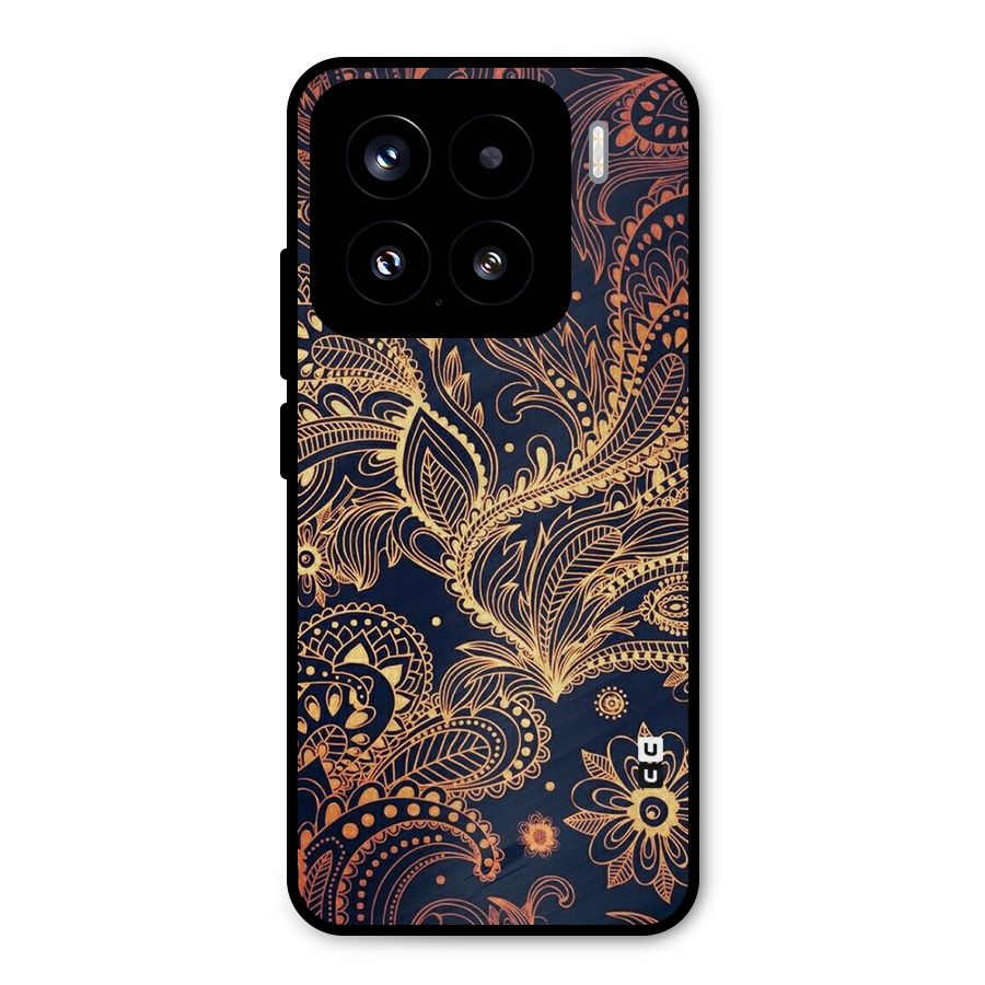 Classy Golden Leafy Design Metal Back Case for Xiaomi 15