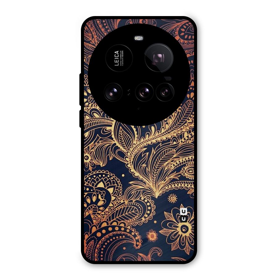 Classy Golden Leafy Design Metal Back Case for Xiaomi 15 Ultra