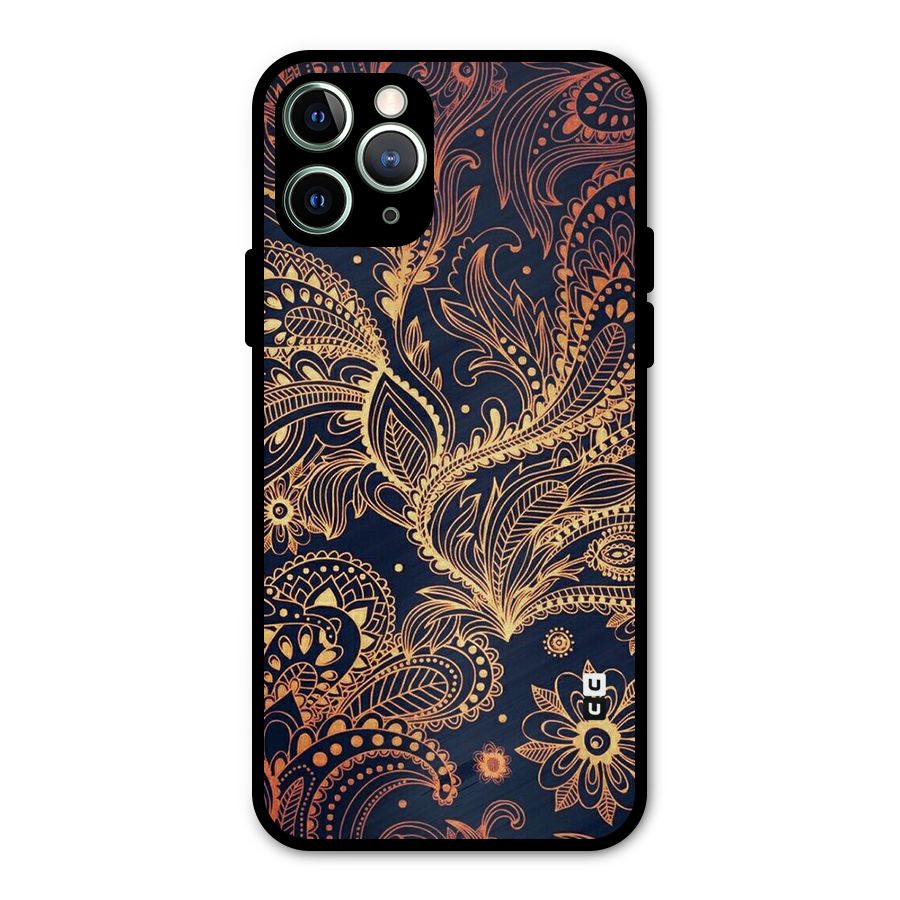 Classy Golden Leafy Design Metal Back Case for iPhone 11 Pro Max