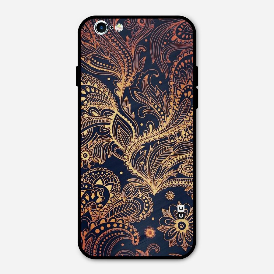 Classy Golden Leafy Design Metal Back Case for iPhone 6 6s