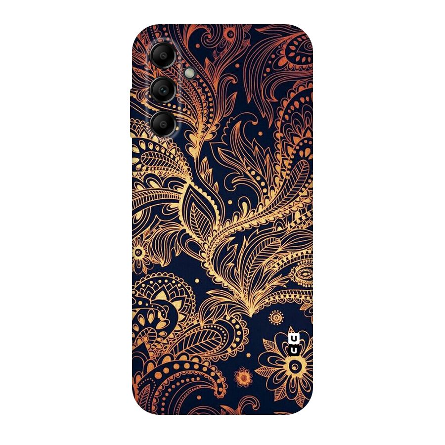Classy Golden Leafy Design Original Polycarbonate Back Case for Galaxy A14 5G