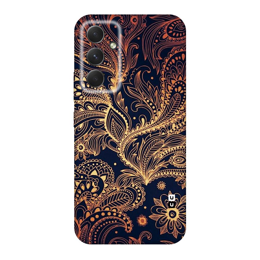 Classy Golden Leafy Design Original Polycarbonate Back Case for Galaxy A54