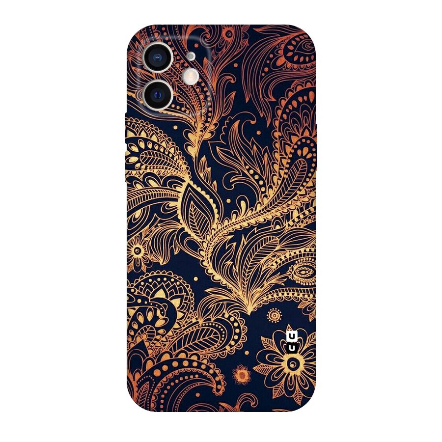 Classy Golden Leafy Design Original Polycarbonate Back Case for iPhone 12
