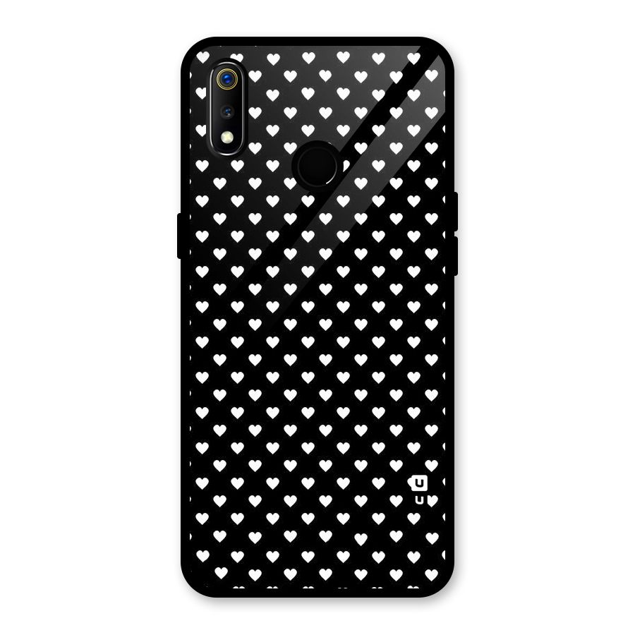 Classy Hearty Polka Glass Back Case for Realme 3i