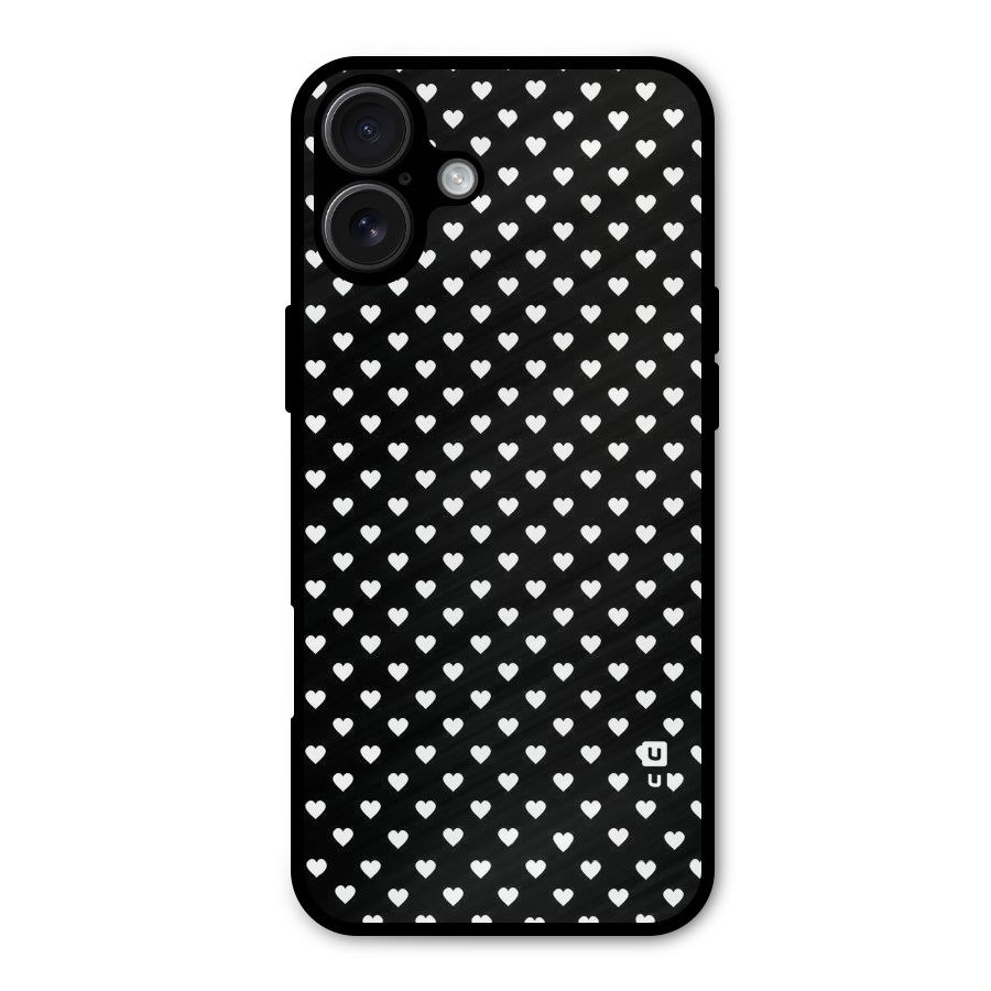 Classy Hearty Polka Metal Back Case for iPhone 16 Plus