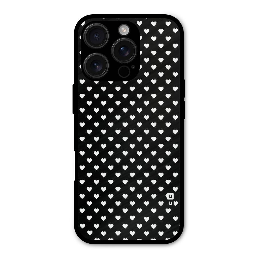 Classy Hearty Polka Metal Back Case for iPhone 16 Pro