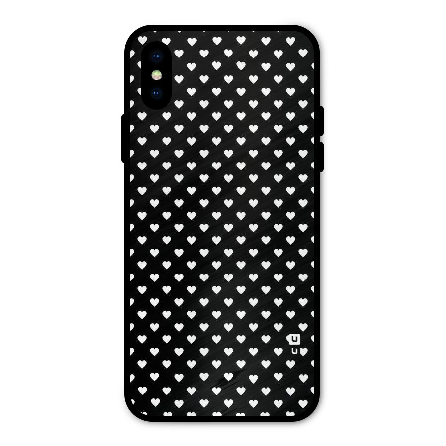 Classy Hearty Polka Metal Back Case for iPhone XS