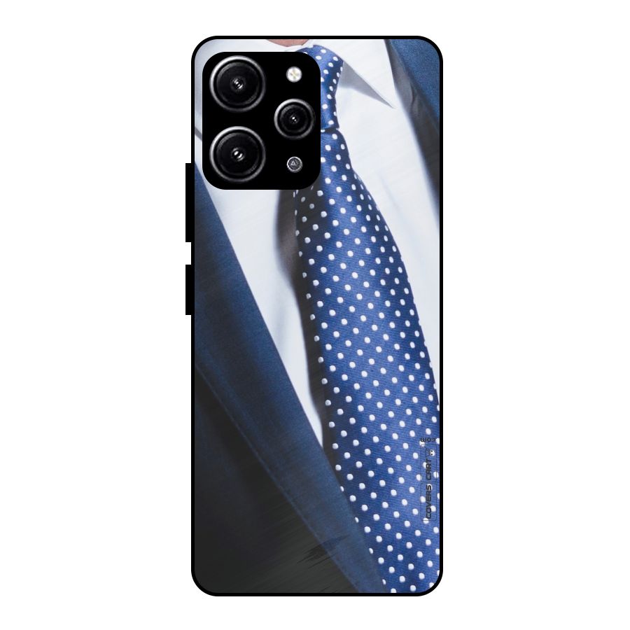 Classy Tie Glass Back Case for Redmi 12 4G